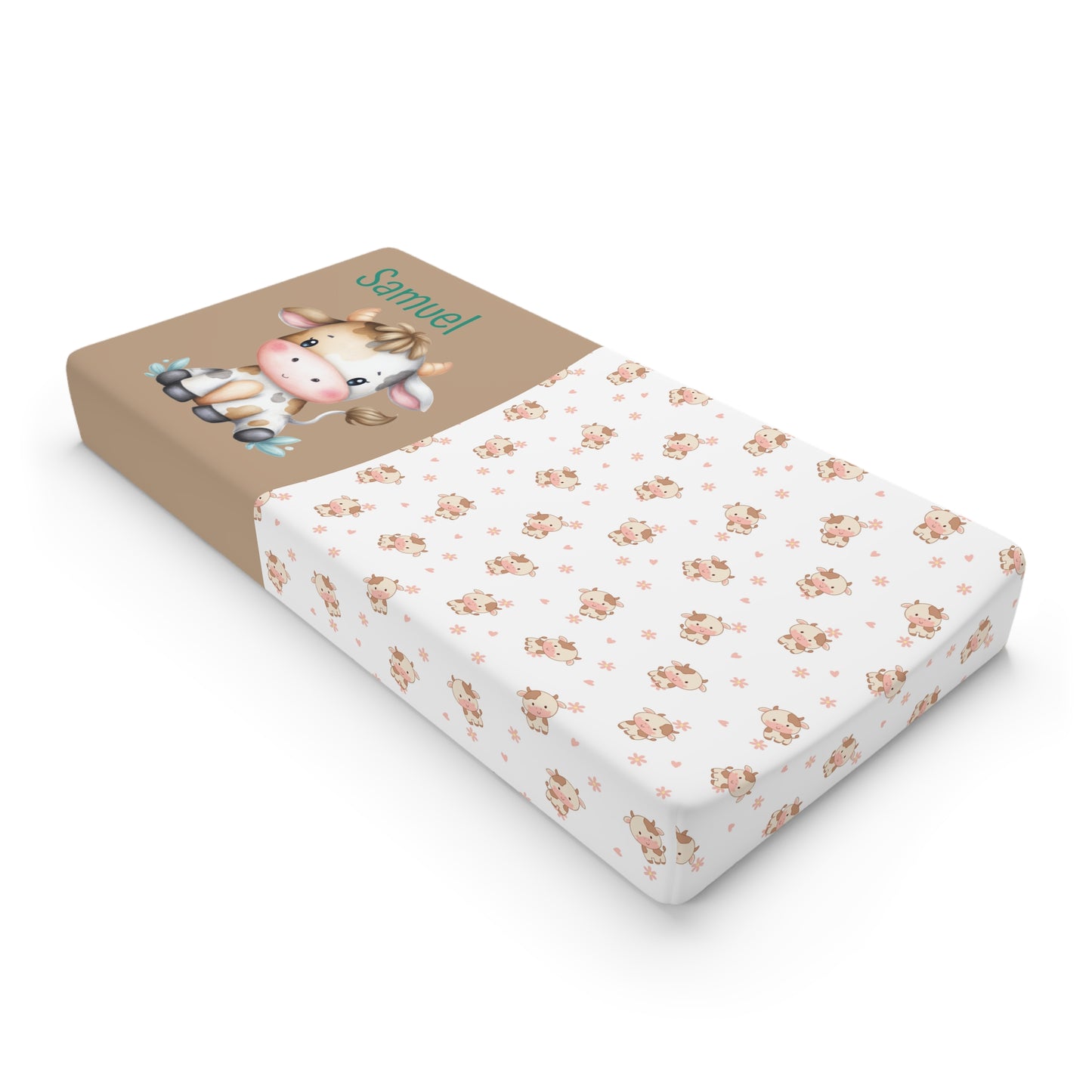 Cow Baby Changing Pad Cover — Personalized Floral Nursery Changing Pad Protector