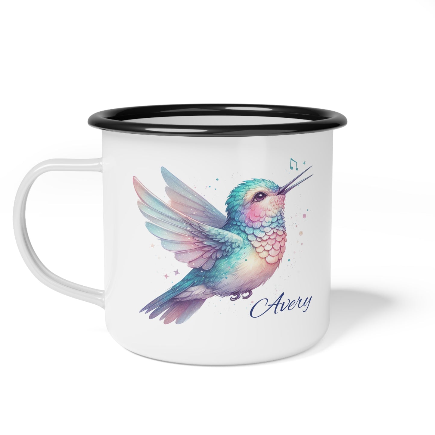 Personalized Hummingbird Enamel Camp Cup