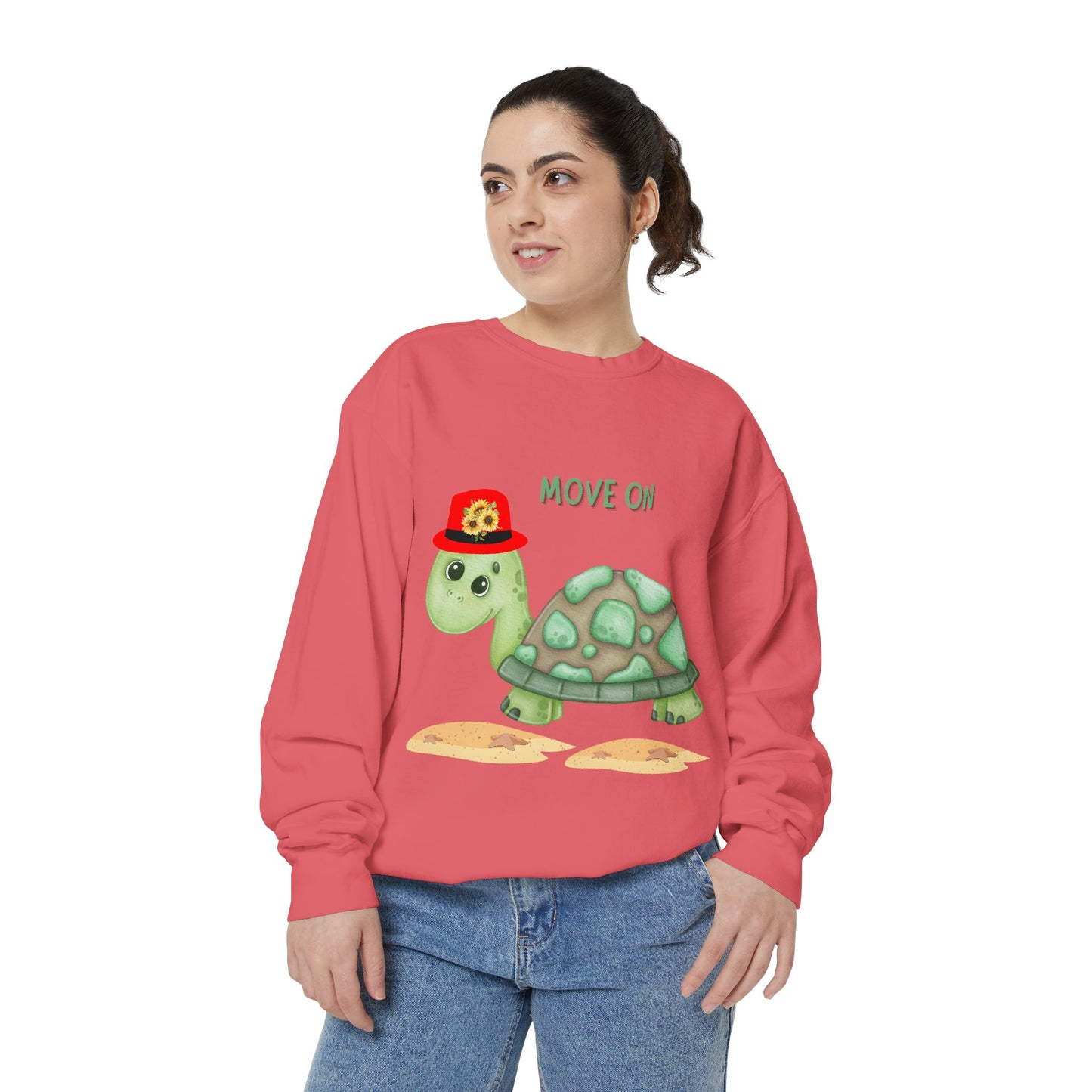 Turtle with a sunflower hat Unisex Garment-Dyed Sweatshirt