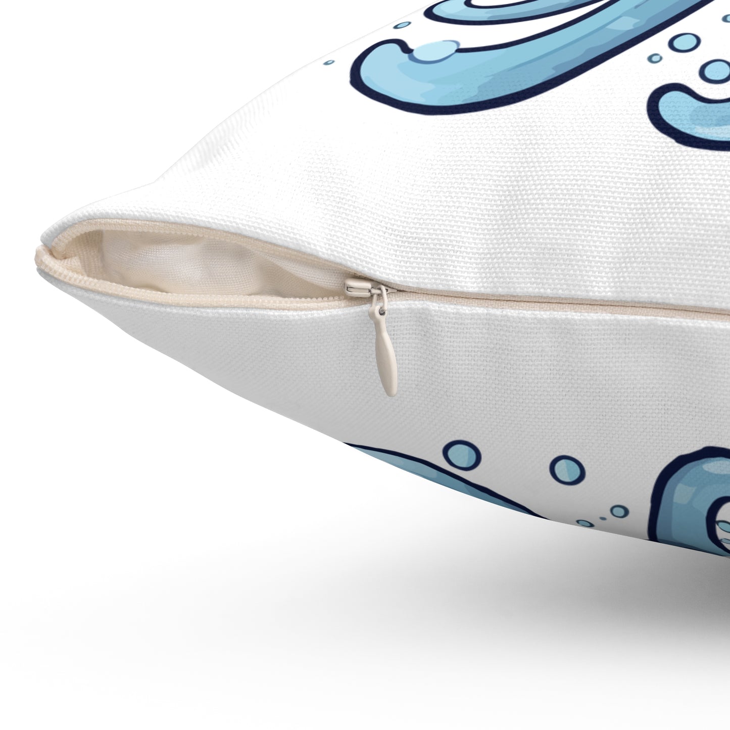 Blue jellyfish with a pink tiara Spun Polyester Square Pillow