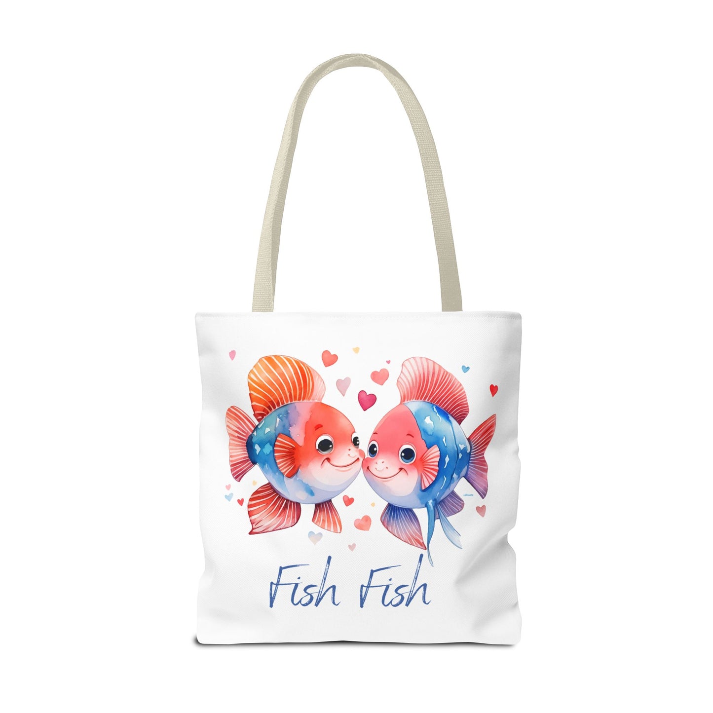 Cute Fish Couple Tote Bag — 'Fish Fish' Romantic Sea Life Beach Shopper