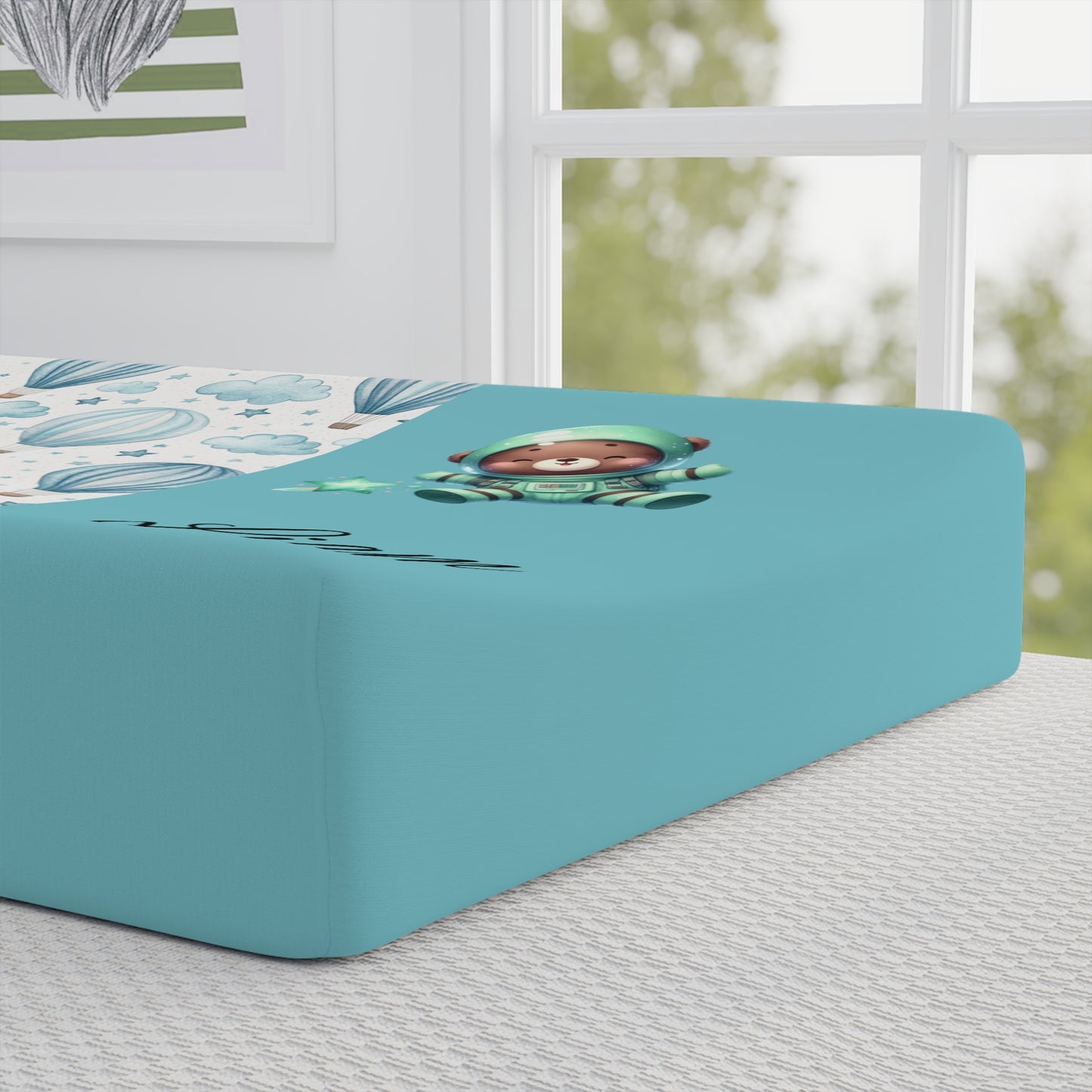 Personalized Nautical Whale Baby Changing Pad Cover