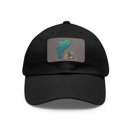Cute with marine habitat coral and bubbles Dad Hat with Leather Patch (Rectangle)