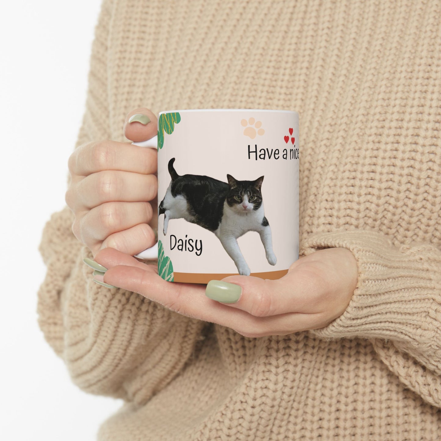 Have a Nice Day Cat Mug — Cute Tuxedo Cat Ceramic Coffee Cup (11oz & 15oz)
