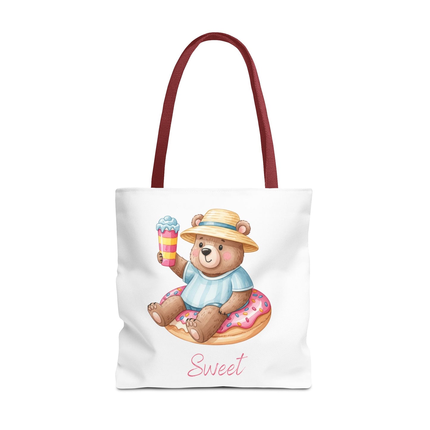 Sweet Bear Beach Tote - Cute Summer Teddy on Donut Float