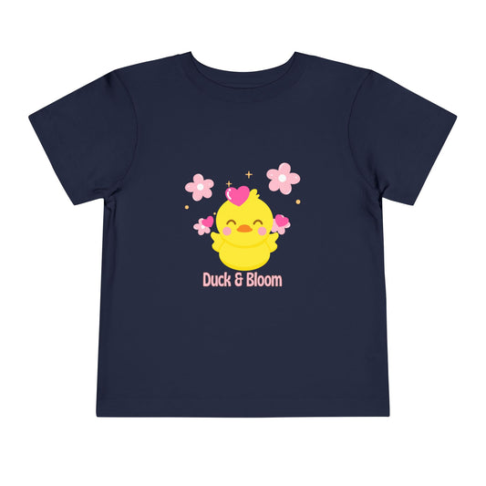 Cute Duck & Bloom Toddler Tee, Kid's Play Shirt, Toddler Summer Tee, Baby Shower Gift, Fun Spring Outfit