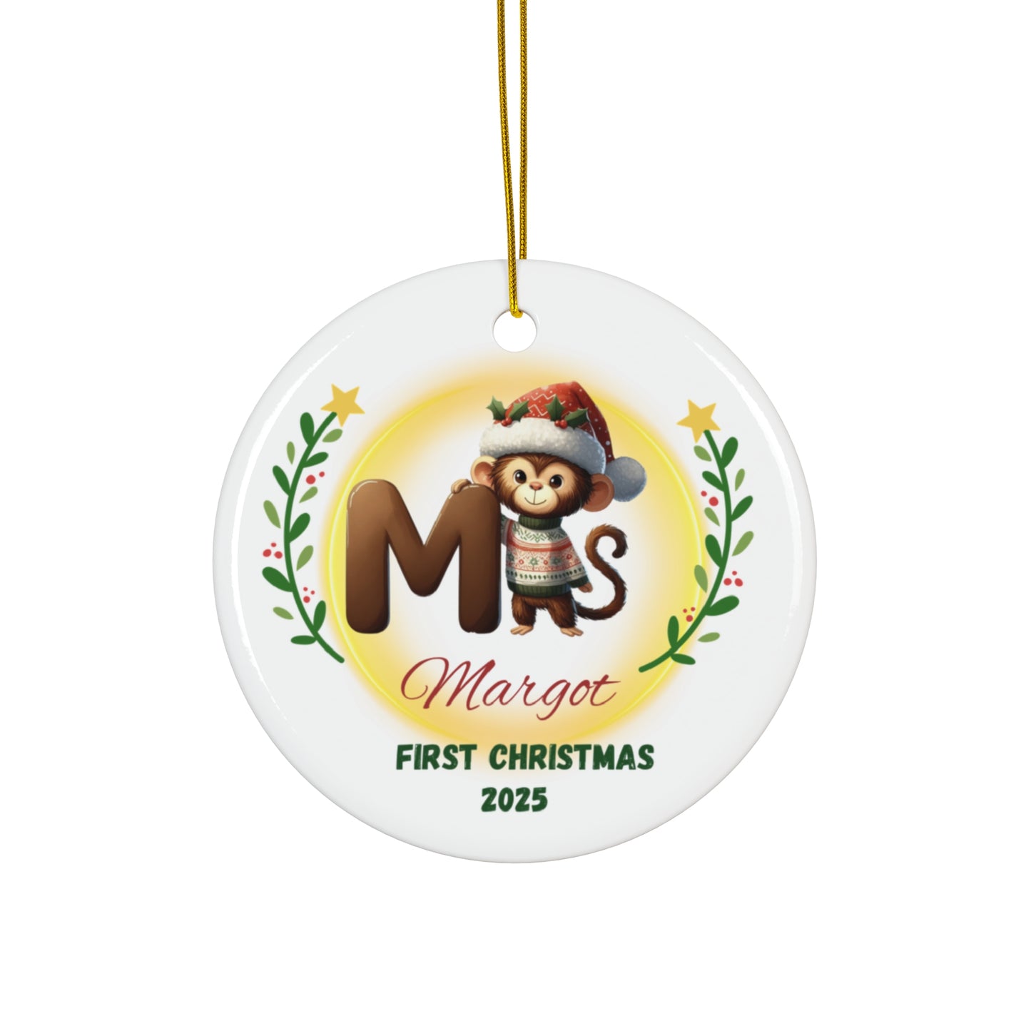 Personalized Ceramic Ornament, First Christmas Keepsake, Holiday Decorations, Gift for New Parents, Baby's First Christmas, Custom [...]