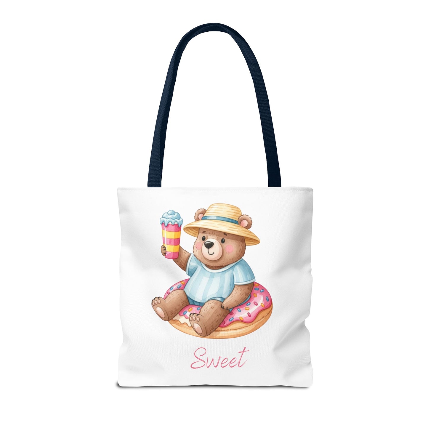 Sweet Bear Beach Tote - Cute Summer Teddy on Donut Float