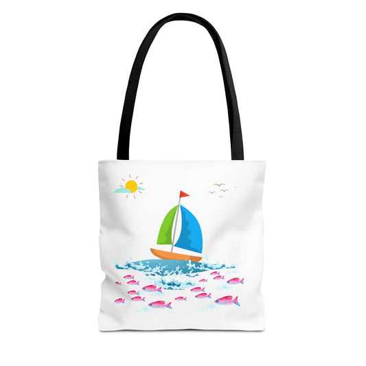 Sailboat and Red fish Tote Bag