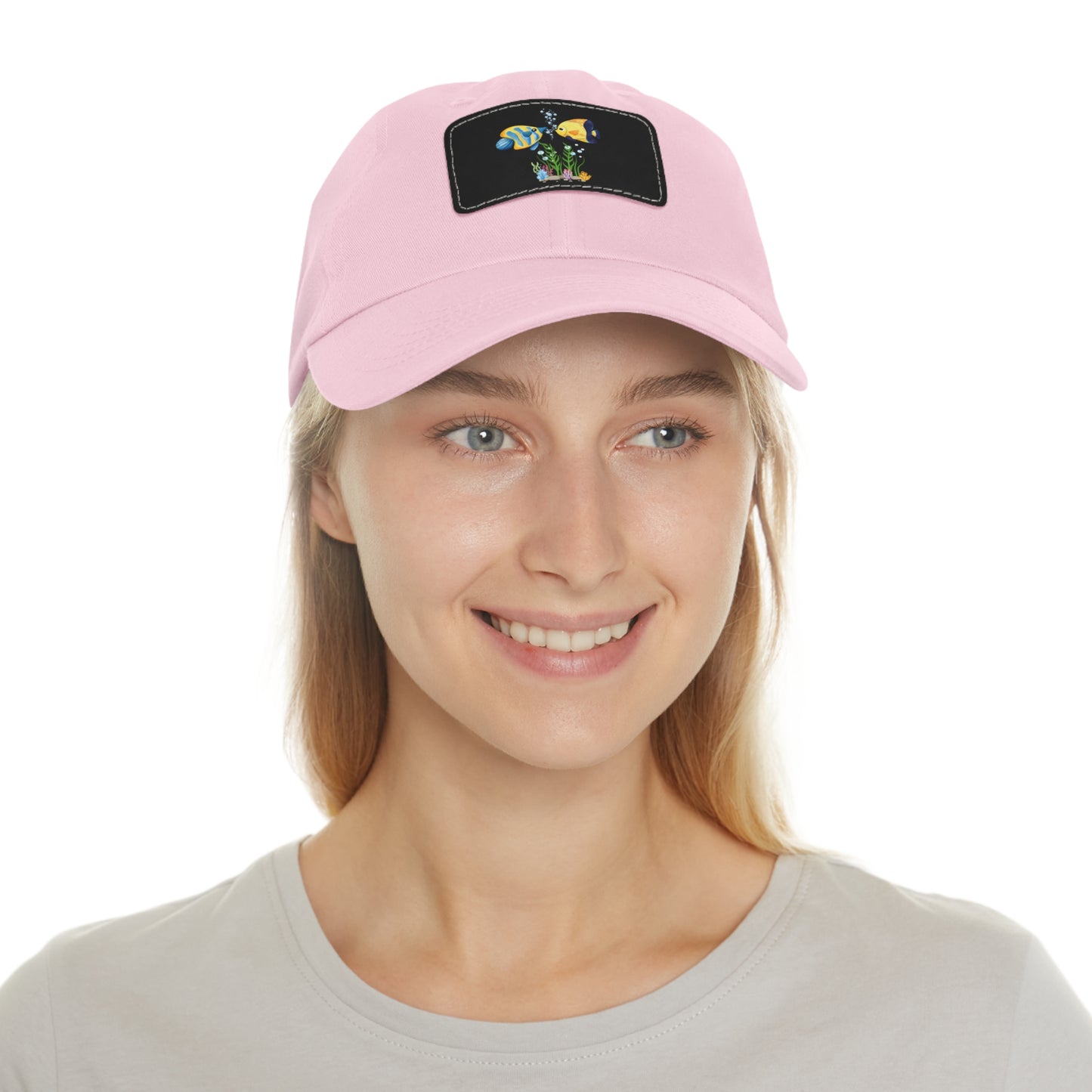 Two fish greet in underwater Dad Hat with Leather Patch (Rectangle)