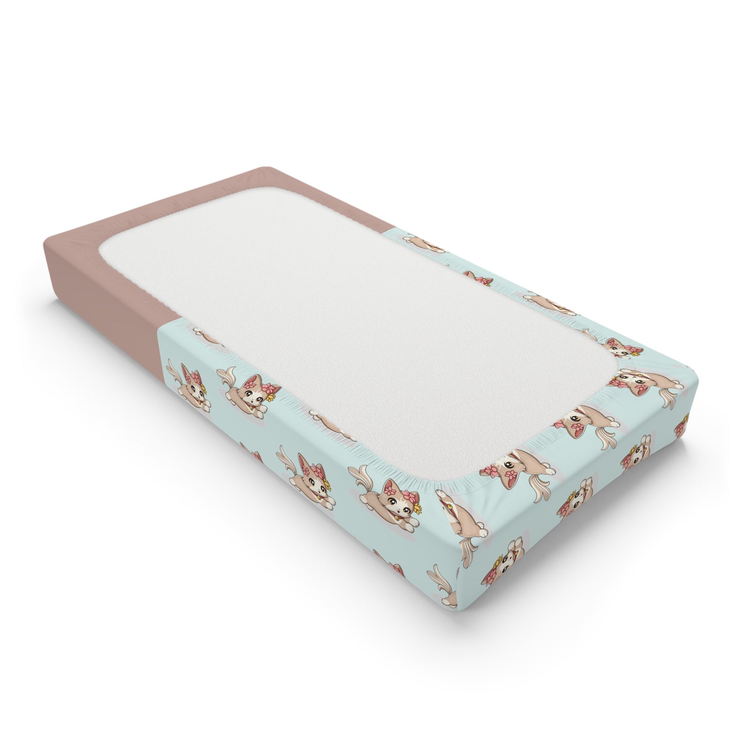 Personalized Baby Changing Pad Cover — Cute Floral Bunny Design (Custom Name)