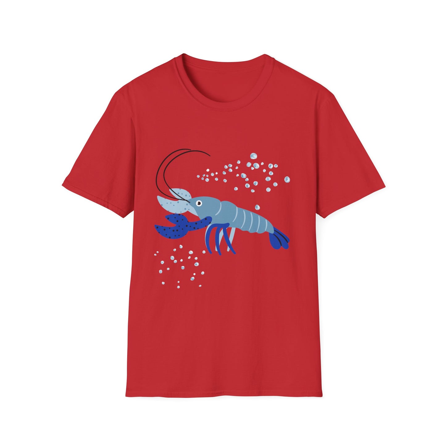 Blue Lobster Unisex Softstyle T-Shirt, Seafood Lover Tee, Summer Casual Wear, Beach T-Shirt, Gift for Foodies