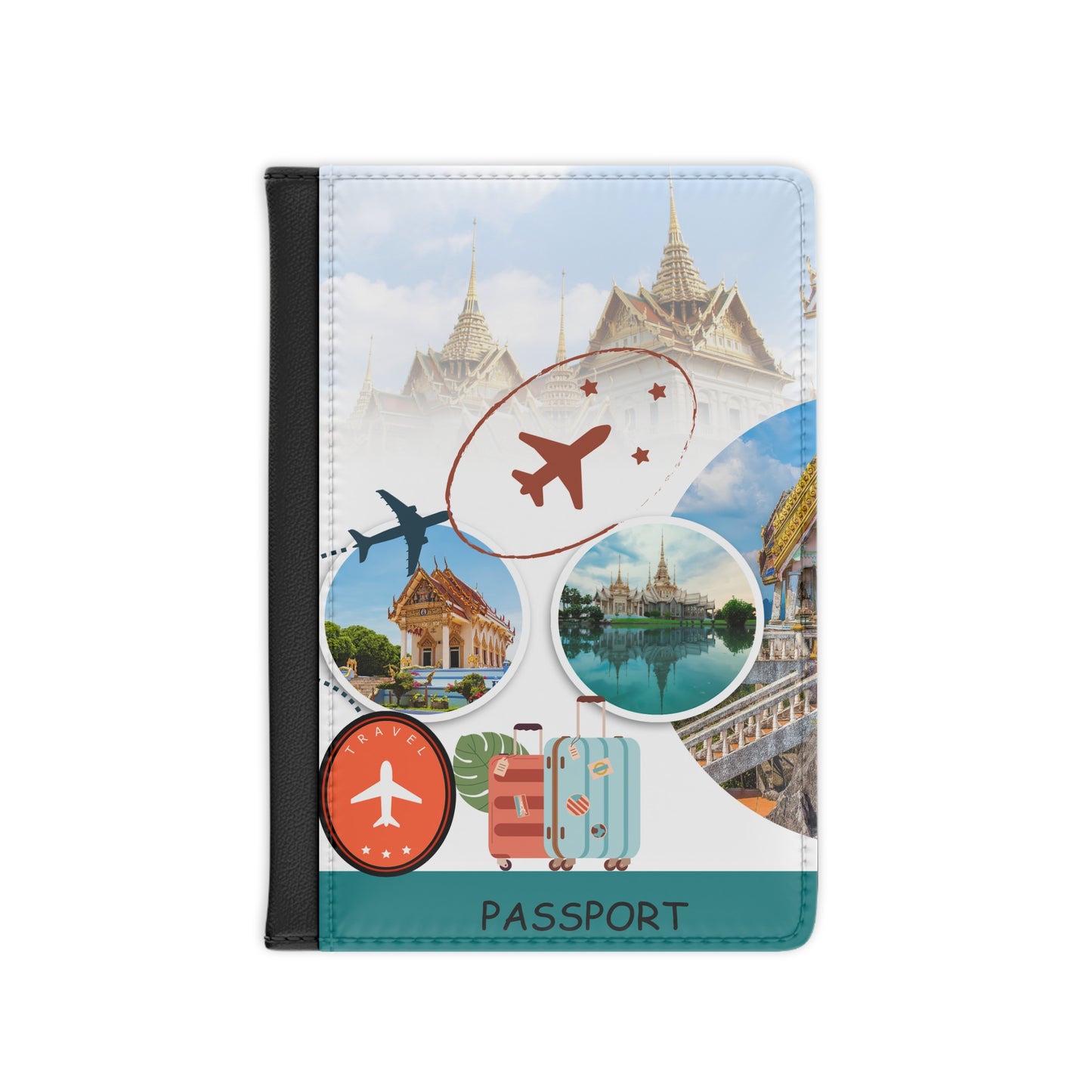 Travel Passport Cover — Vintage Airplane & Luggage Design