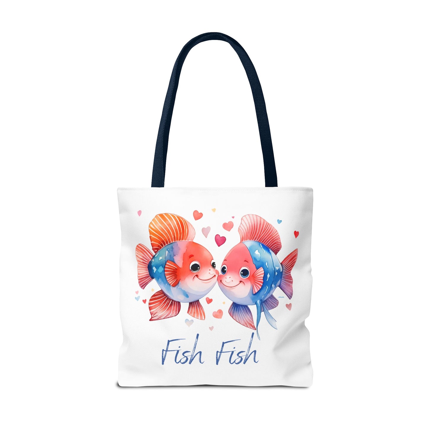 Cute Fish Couple Tote Bag — 'Fish Fish' Romantic Sea Life Beach Shopper