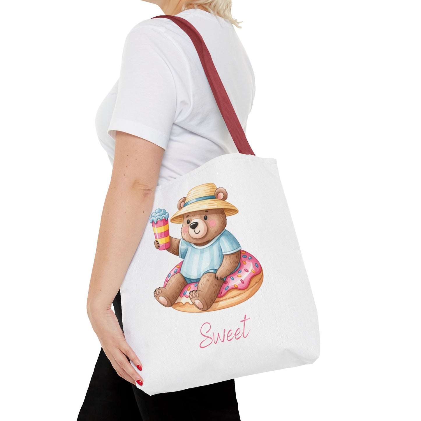 Sweet Bear Beach Tote - Cute Summer Teddy on Donut Float