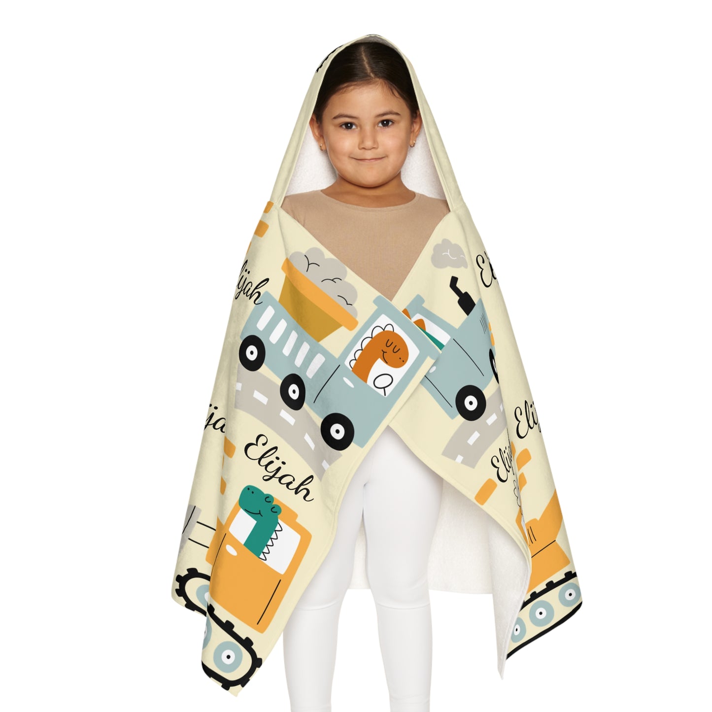 Construction Trucks Youth Hooded Towel — Cozy Kids Beach & Bath Wrap