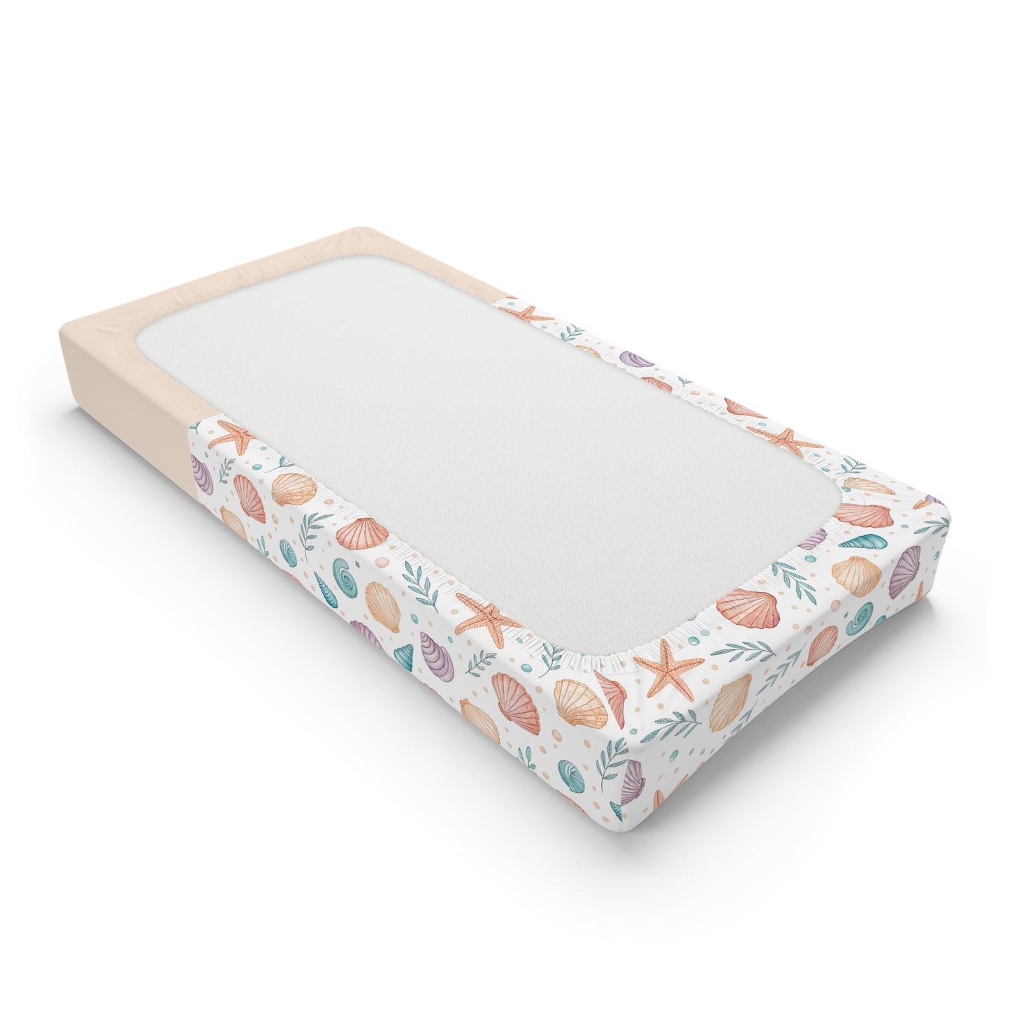 Mermaid Seashell Baby Changing Pad Cover – Personalized Nursery Waterproof Fitted Sheet