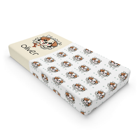 Personalized Baby Changing Pad Cover – Cute Fox Pattern with Name (Oliver)