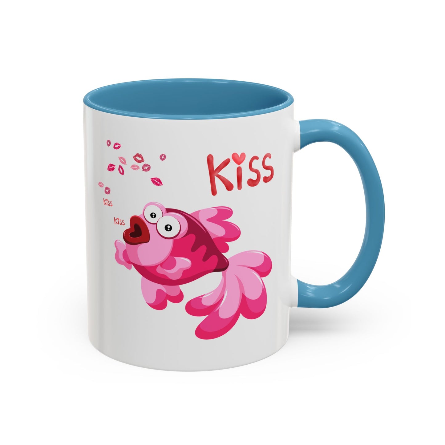 Pink fish with open mouth and kiss Coffee Mug