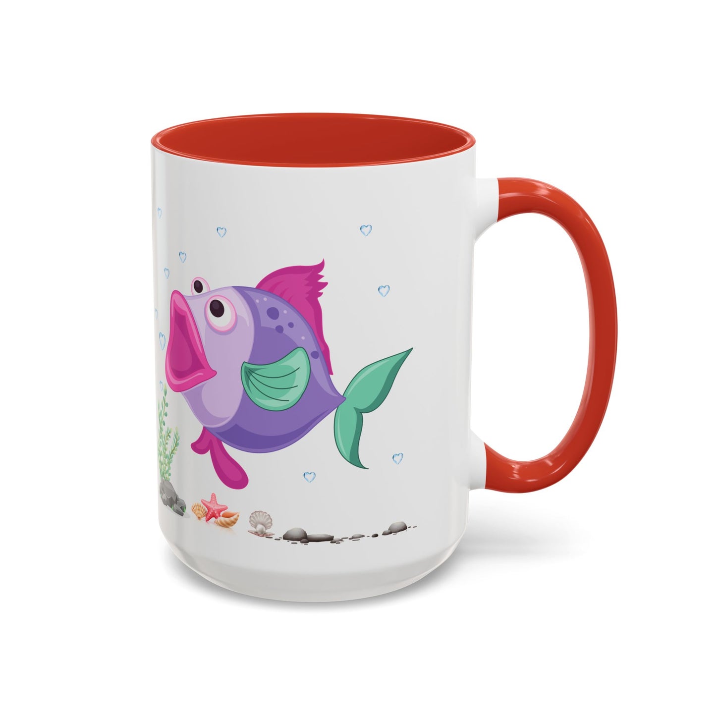 Fish with open mouth bubbles and underwater flora. Coffee Mug