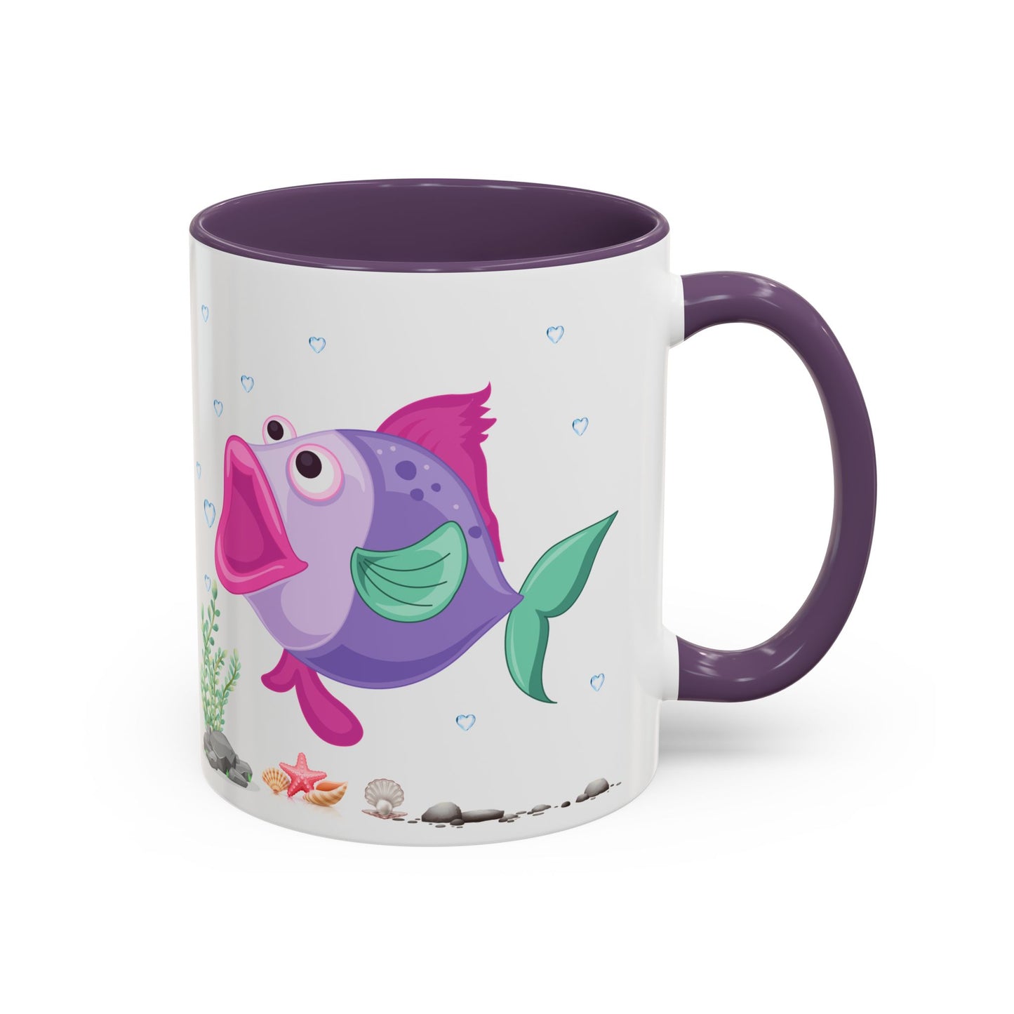 Fish with open mouth bubbles and underwater flora. Coffee Mug