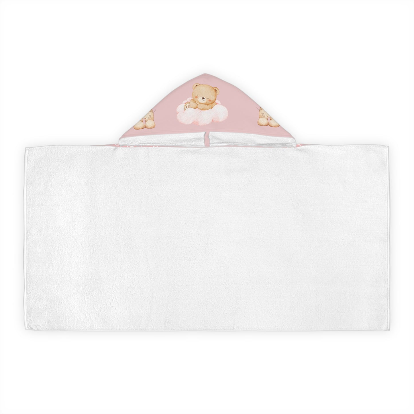 Personalized Baby Bear Hooded Towel – Pink Name Cuddle Design