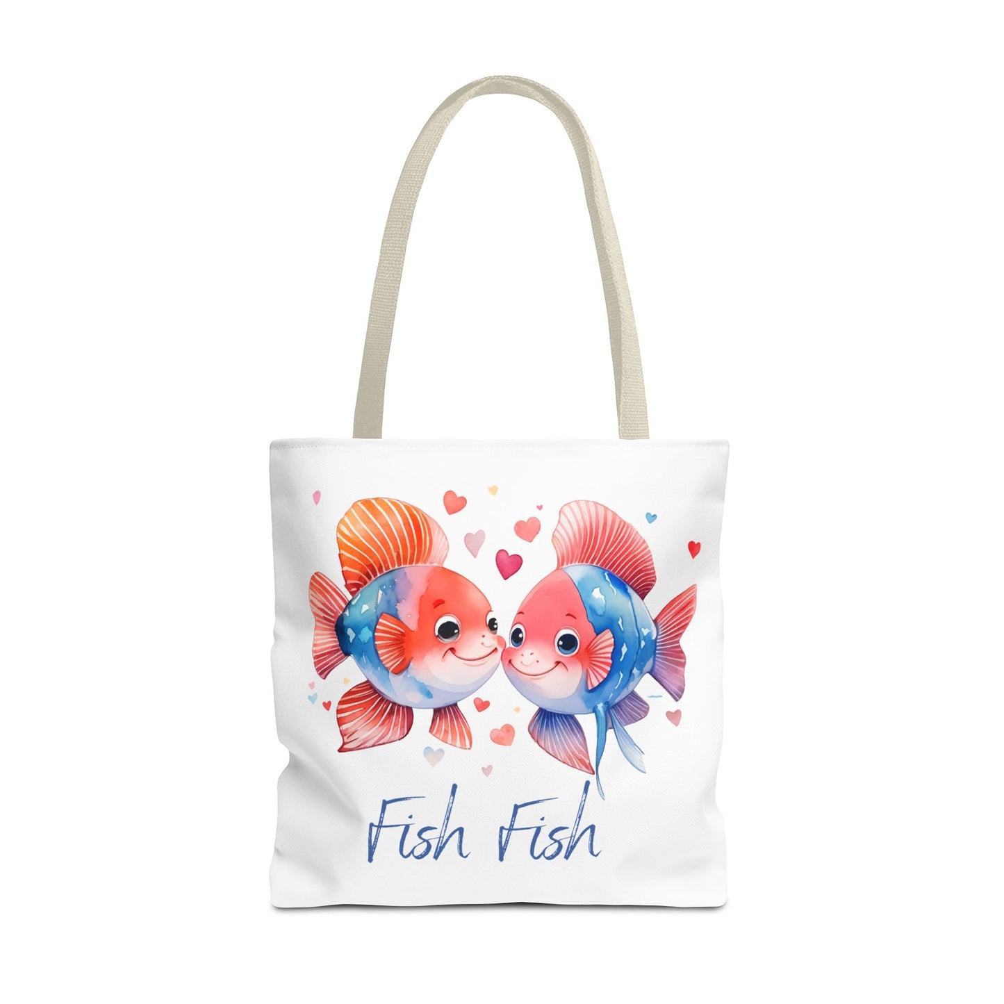 Cute Fish Couple Tote Bag — 'Fish Fish' Romantic Sea Life Beach Shopper