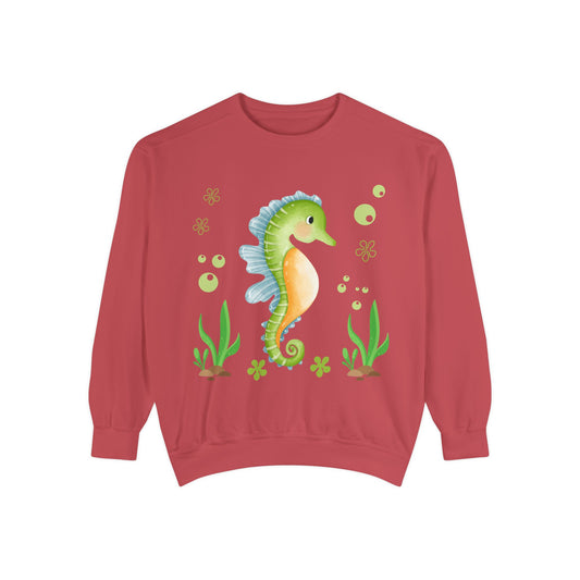 Seahorse with a focus on the natural world Unisex Garment-Dyed Sweatshirt