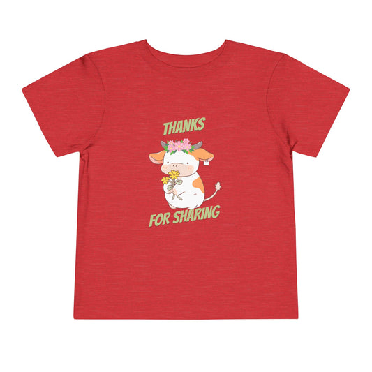 Cute Toddler Tee with Cow Design, Perfect Gift for Kids, Playdate Apparel, Kid's Birthday Gift, Thank You for Sharing T-Shirt