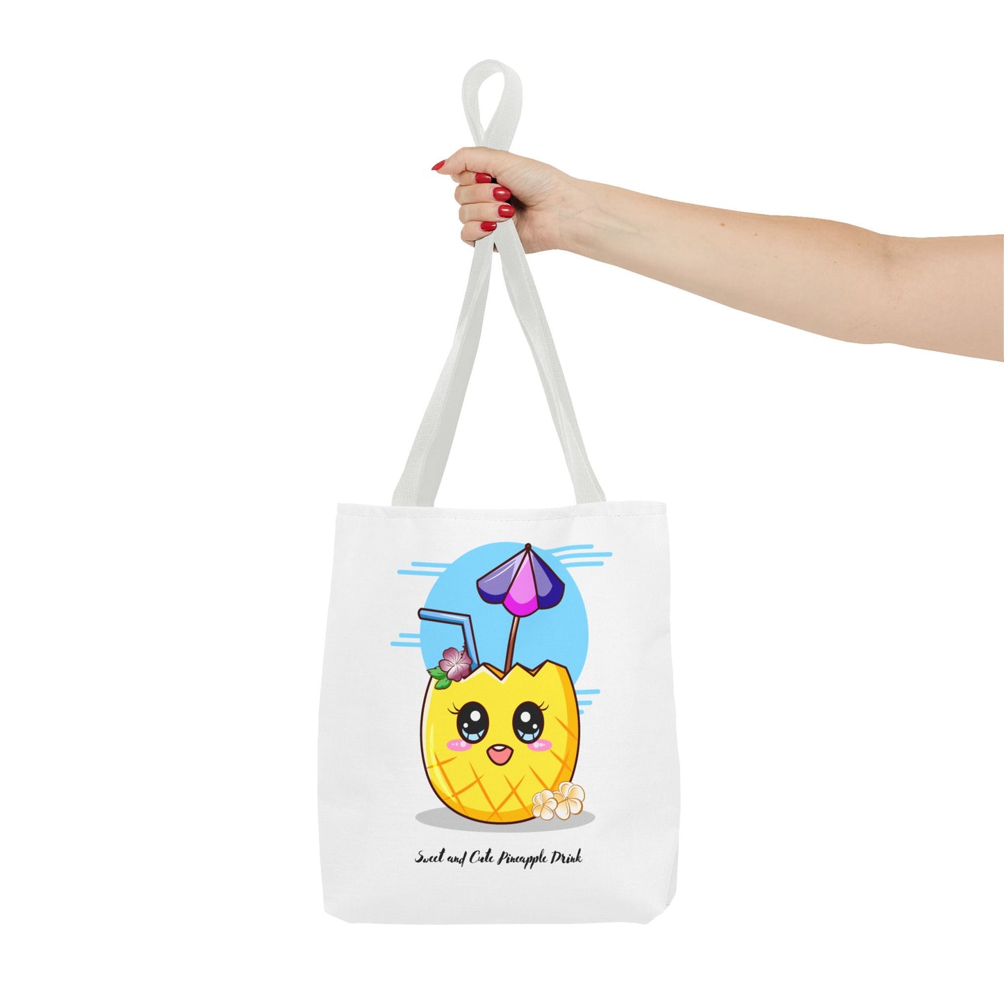 Pineapple Picnic Tote Bag — Cute Kawaii Tropical Drink Design
