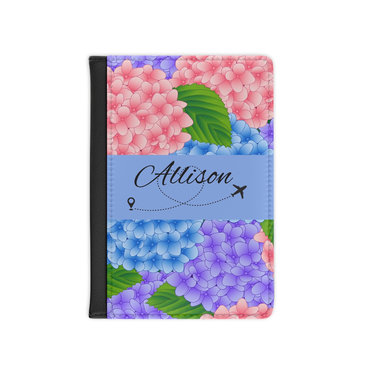 Personalized Hydrangea Passport Cover – Floral Travel Passport Holder with Name