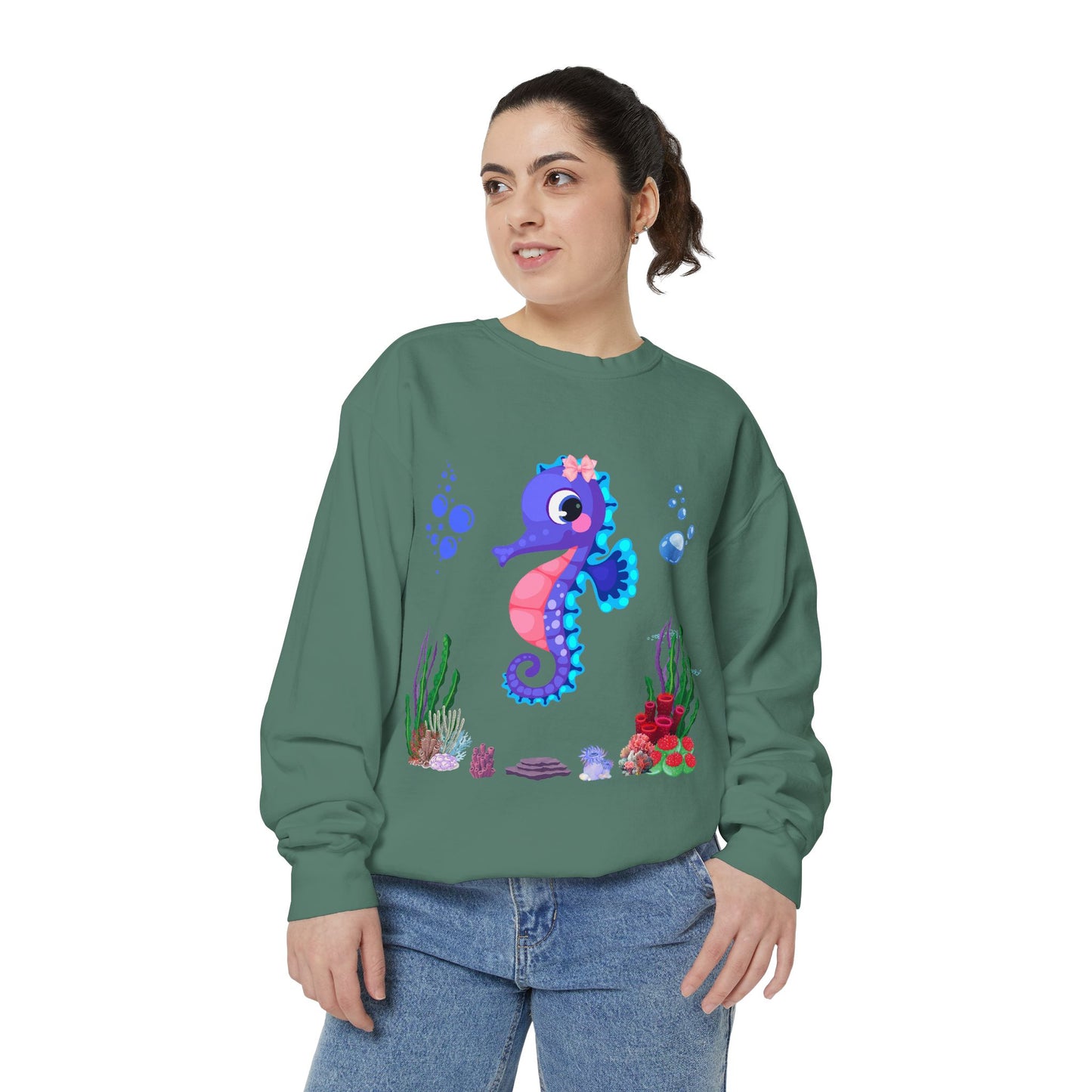 Seahores playful under the sea Unisex Garment-Dyed Sweatshirt