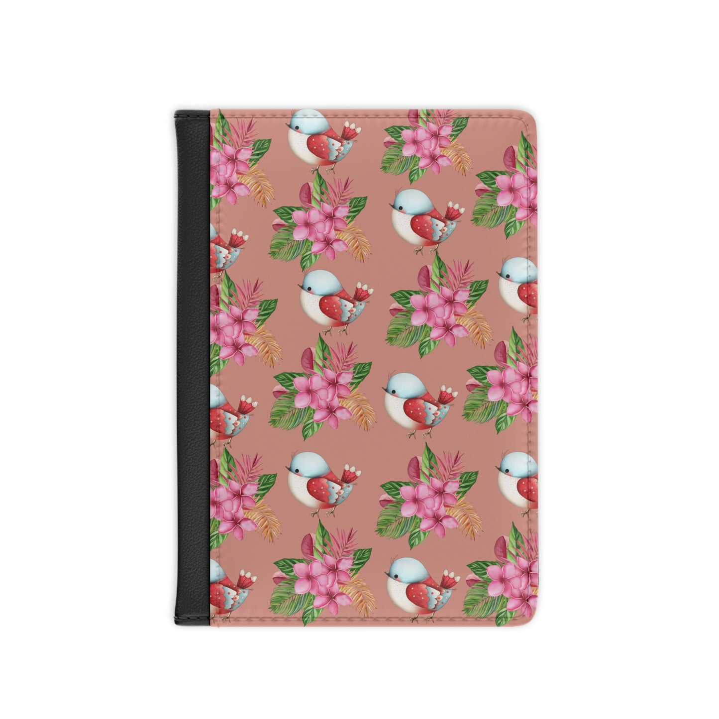 Floral Bird Passport Cover — Pink Blossom Travel Wallet