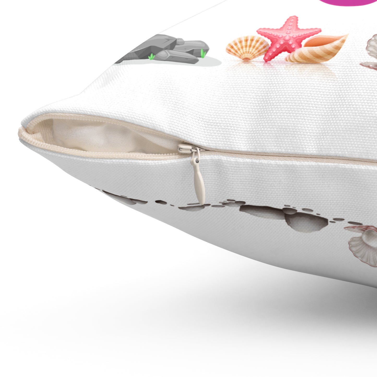 Fish with open mouth bubbles and underwater flora Spun Polyester Square Pillow