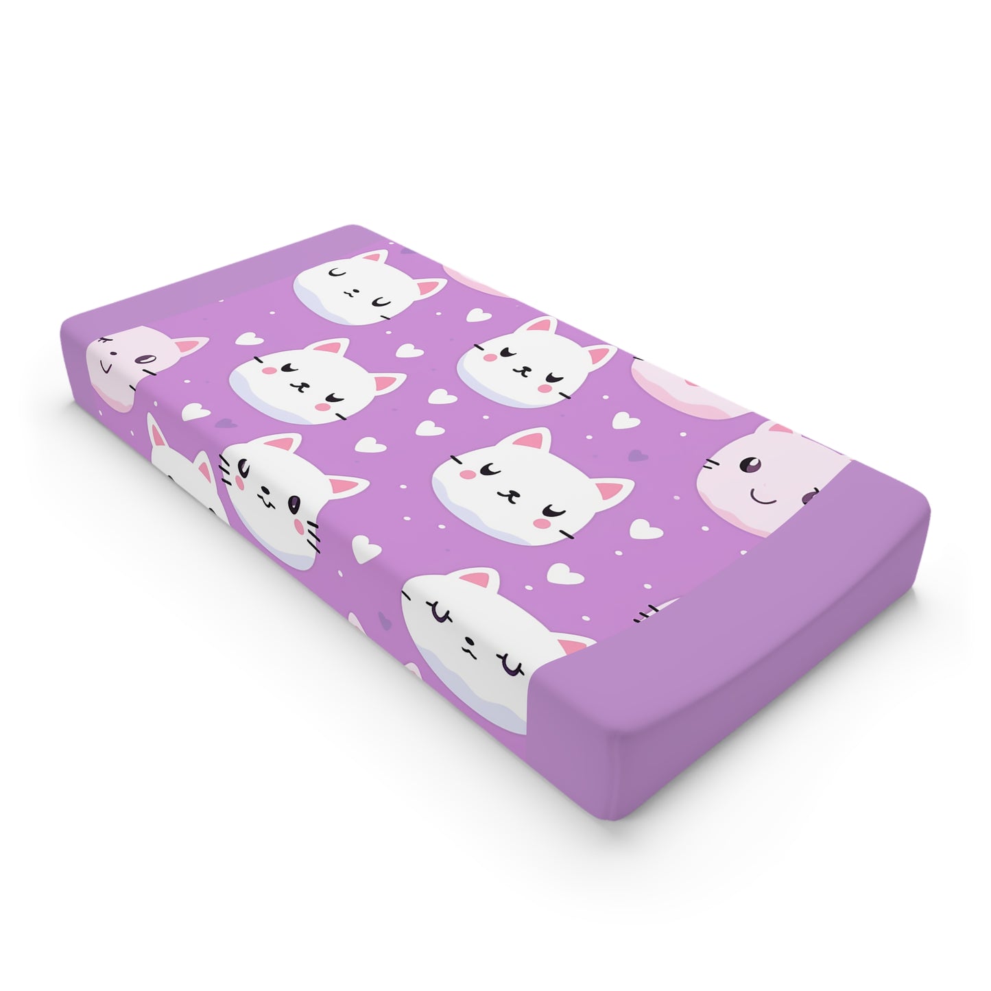 Purple Cute Cat Baby Changing Pad Cover – Adorable Kitten Nursery Décor
