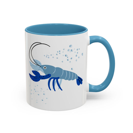 Blue shrimp with dark blue claws and bubbles Coffee Mug