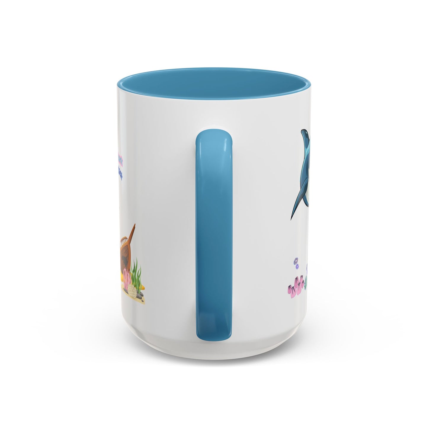 Shark ship colorful coral reef Coffee Mug