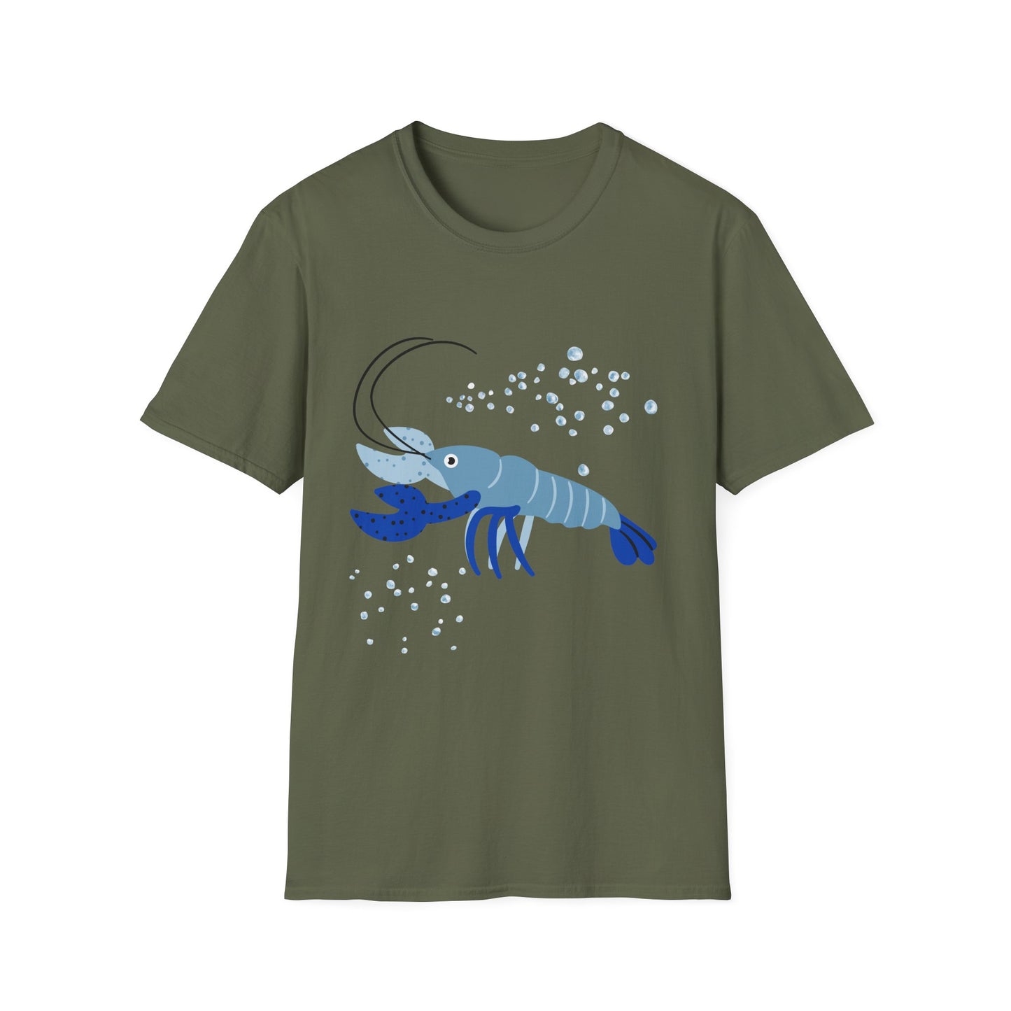 Blue Lobster Unisex Softstyle T-Shirt, Seafood Lover Tee, Summer Casual Wear, Beach T-Shirt, Gift for Foodies