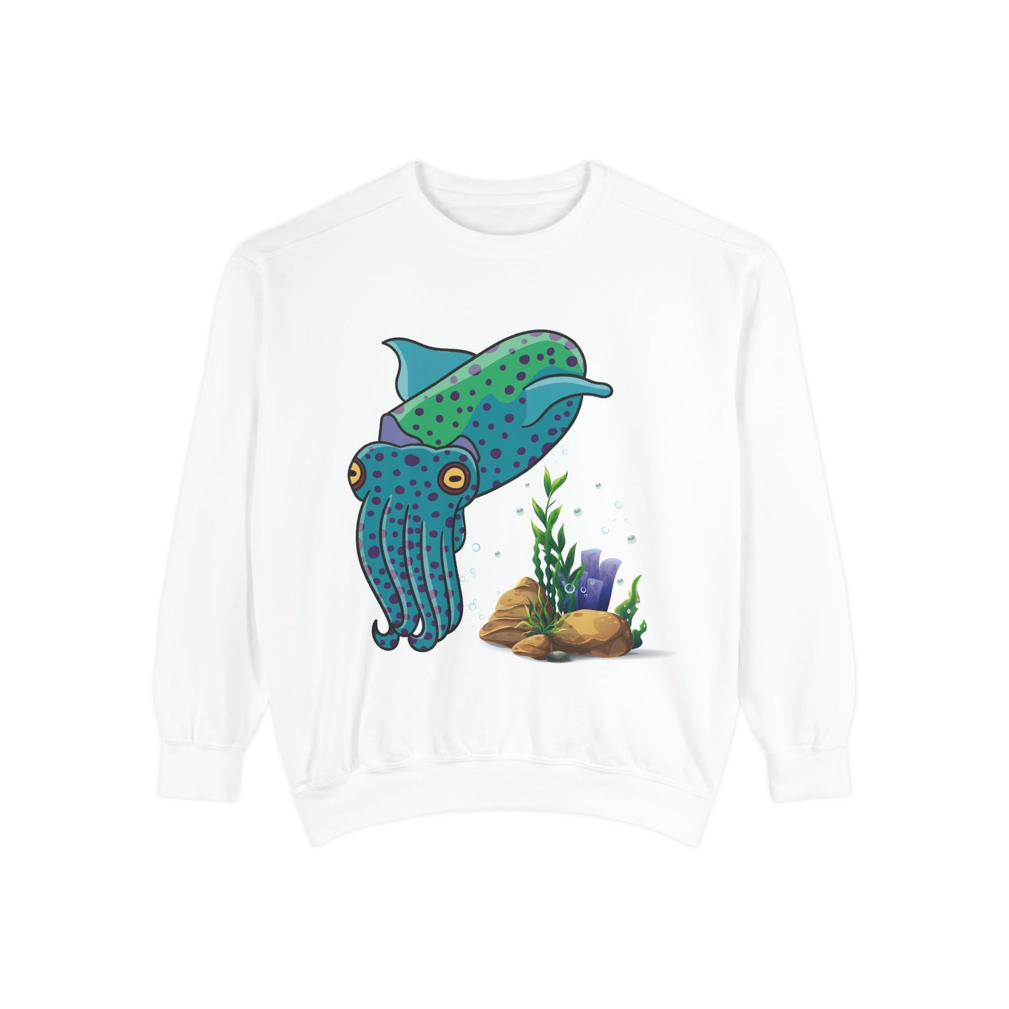 Cute with marine habitat coral and bubbles Unisex Garment-Dyed Sweatshirt