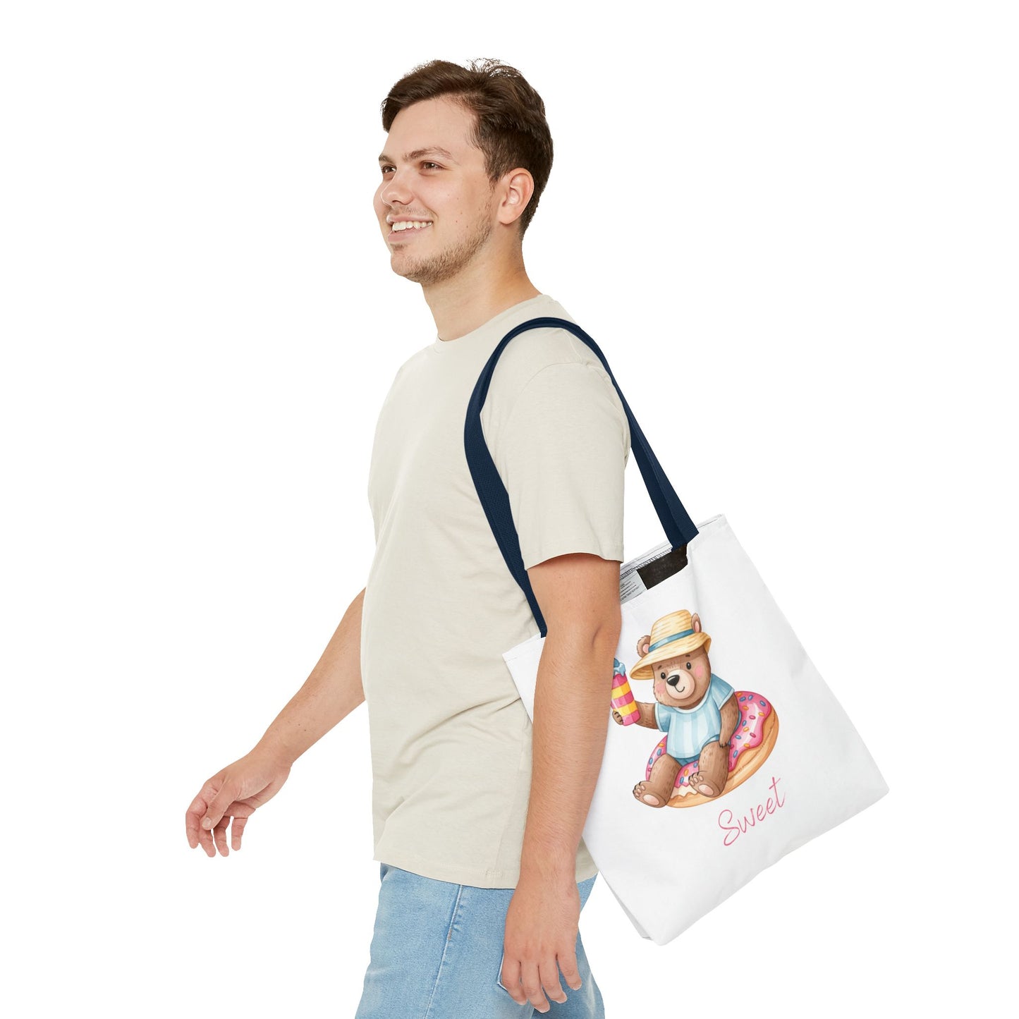 Sweet Bear Beach Tote - Cute Summer Teddy on Donut Float