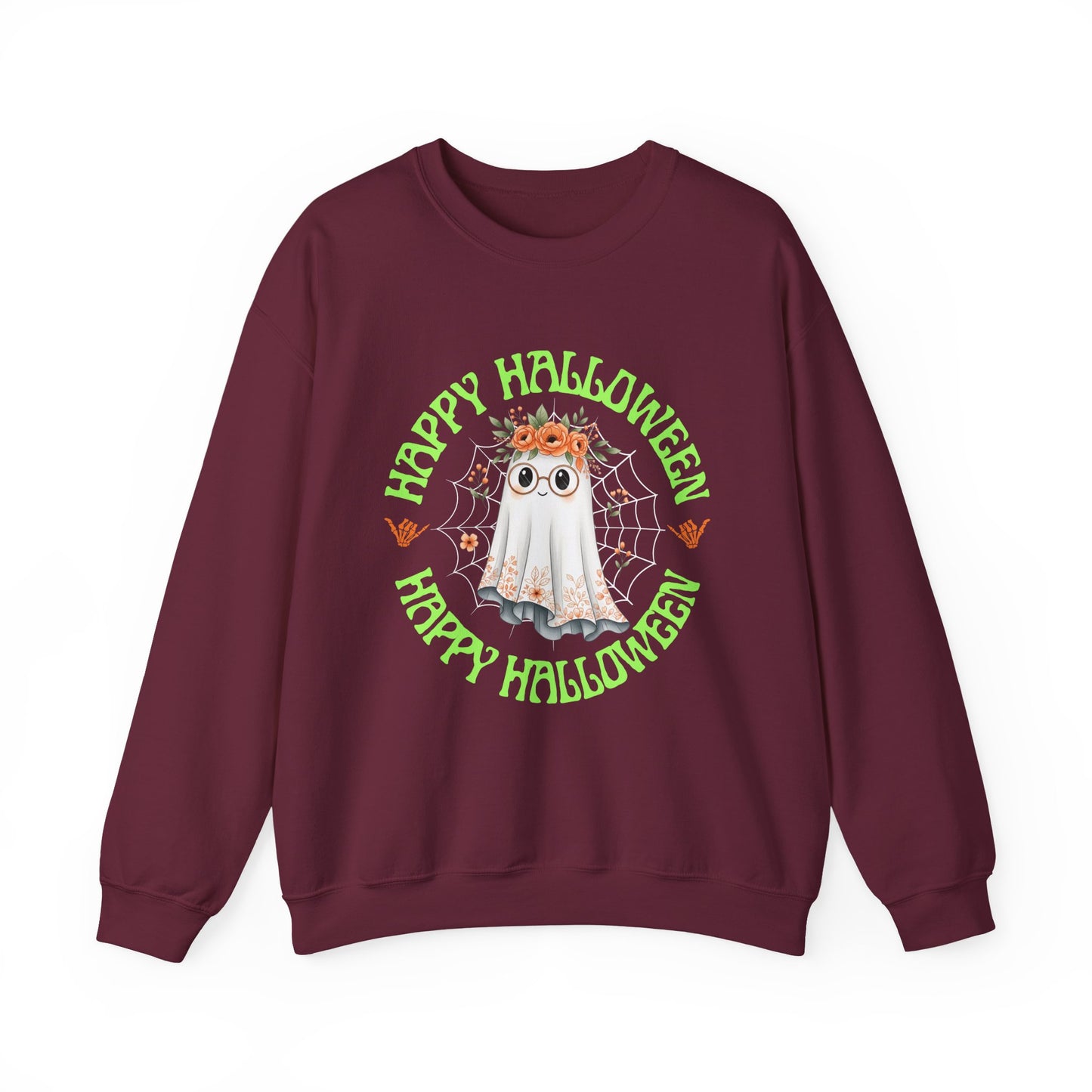 Halloween Ghost Sweatshirt, Cozy Fall Crewneck, Unisex Halloween Apparel, Cute Ghost Design, Perfect for Halloween Parties
