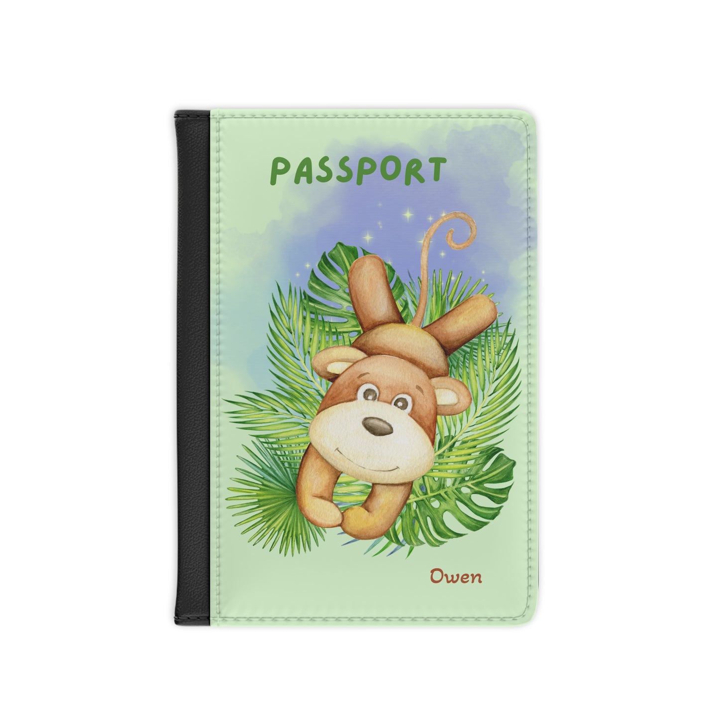 Personalized Monkey Passport Cover — Cute Tropical Kids Travel Wallet