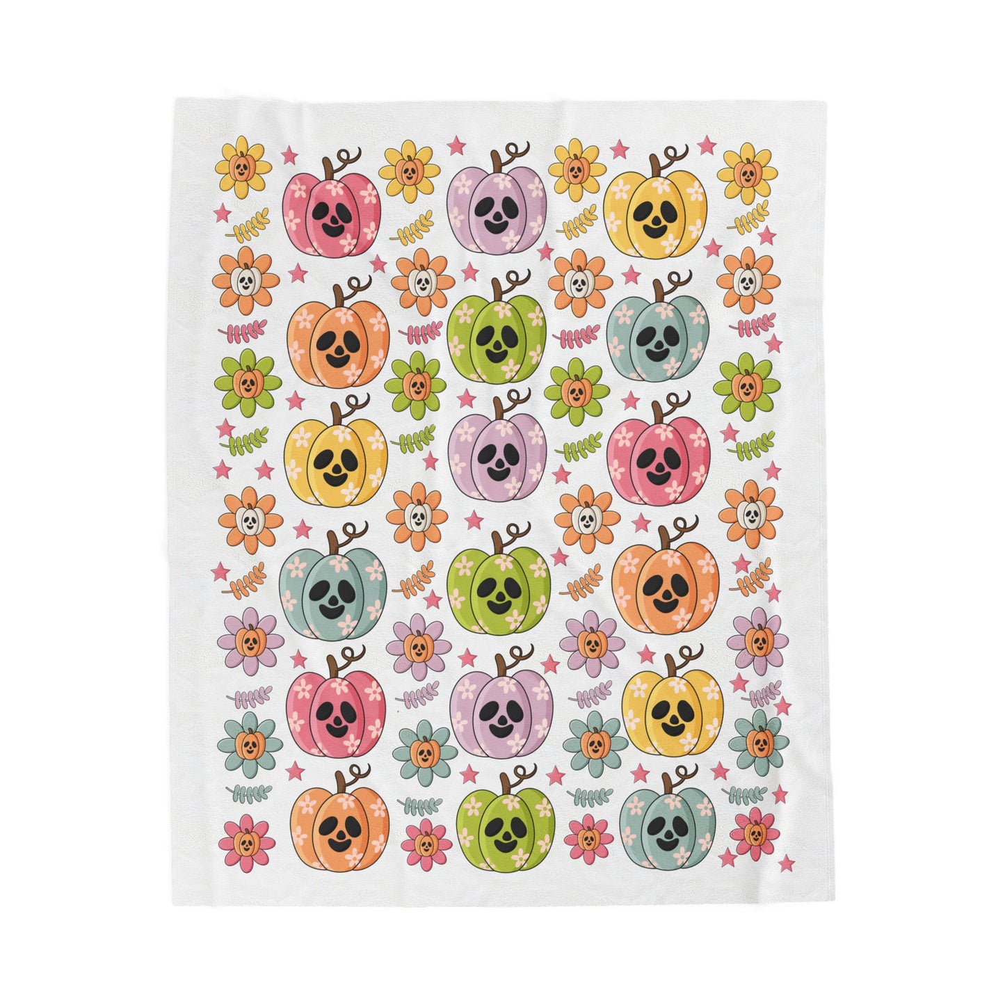 Colorful Pumpkin Plush Blanket, Cozy Fall Blanket, Halloween Decor, Cute Plush Throw, Autumn Gift Idea