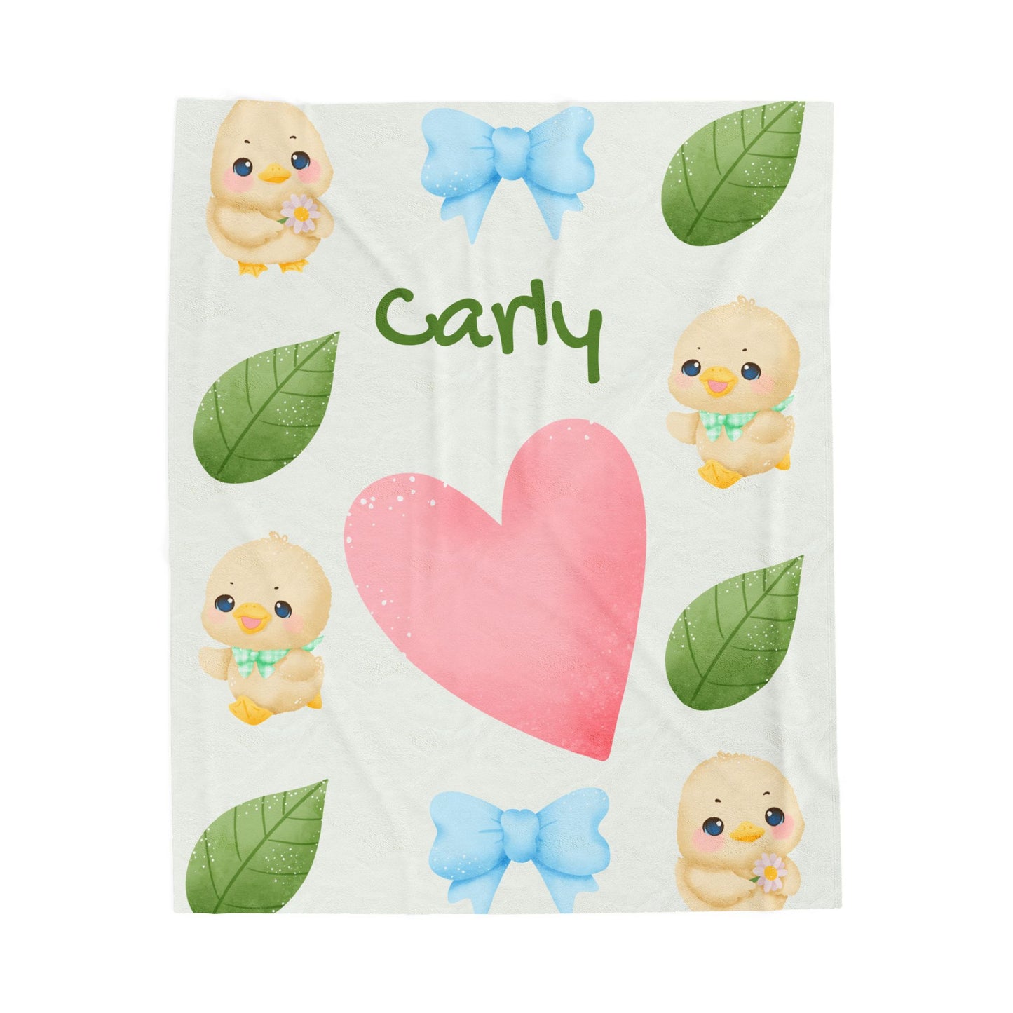 Personalized Velveteen Plush Blanket with Cute Ducklings - Cozy Gift for Kids, Baby Shower, Nursery Decor, Soft Throw for All Occasions