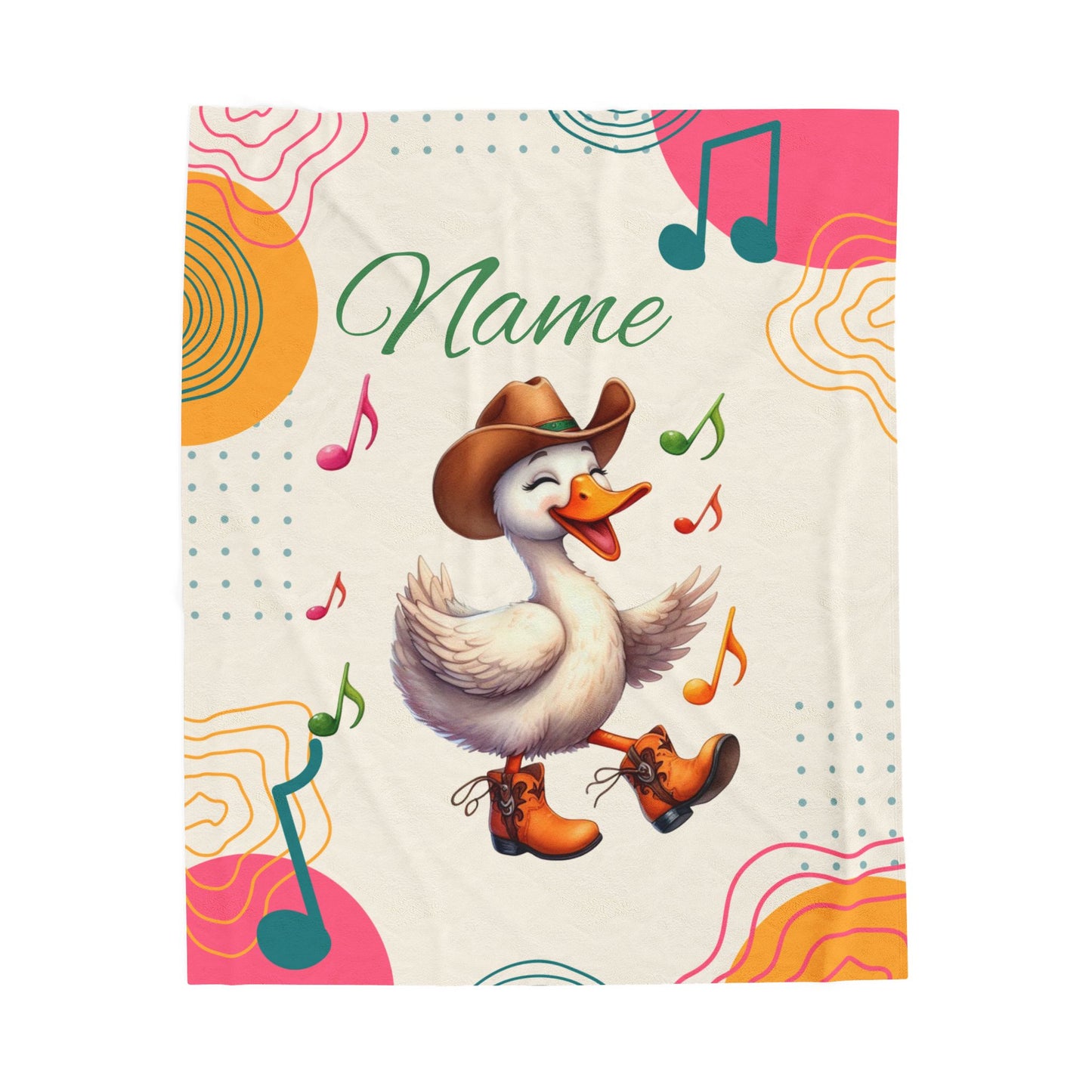 Personalized Velveteen Plush Blanket with Music Notes and Dancing Duck Design, Cozy Home Decor, Gift for Kids, Baby Shower, Nursery, [...]