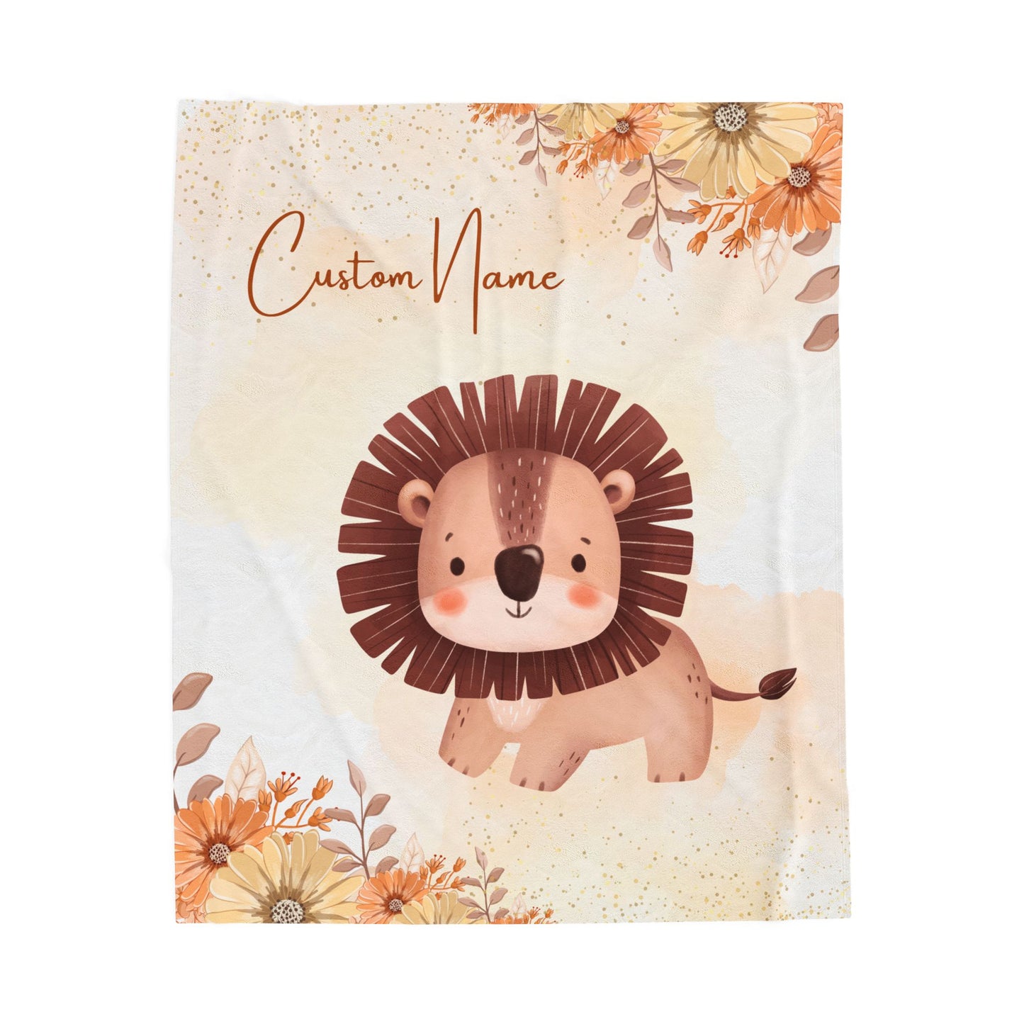 Custom Lion Velveteen Plush Blanket, Cozy Throw for Kids, Nursery Decor, Baby Shower Gift, Unique Child’s Blanket