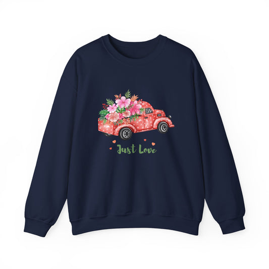 Flower Truck Crewneck Sweatshirt, Cozy Unisex Sweater for Valentine's Day, Comfortable Gift for Him/Her, Casual Love Apparel, Floral [...]