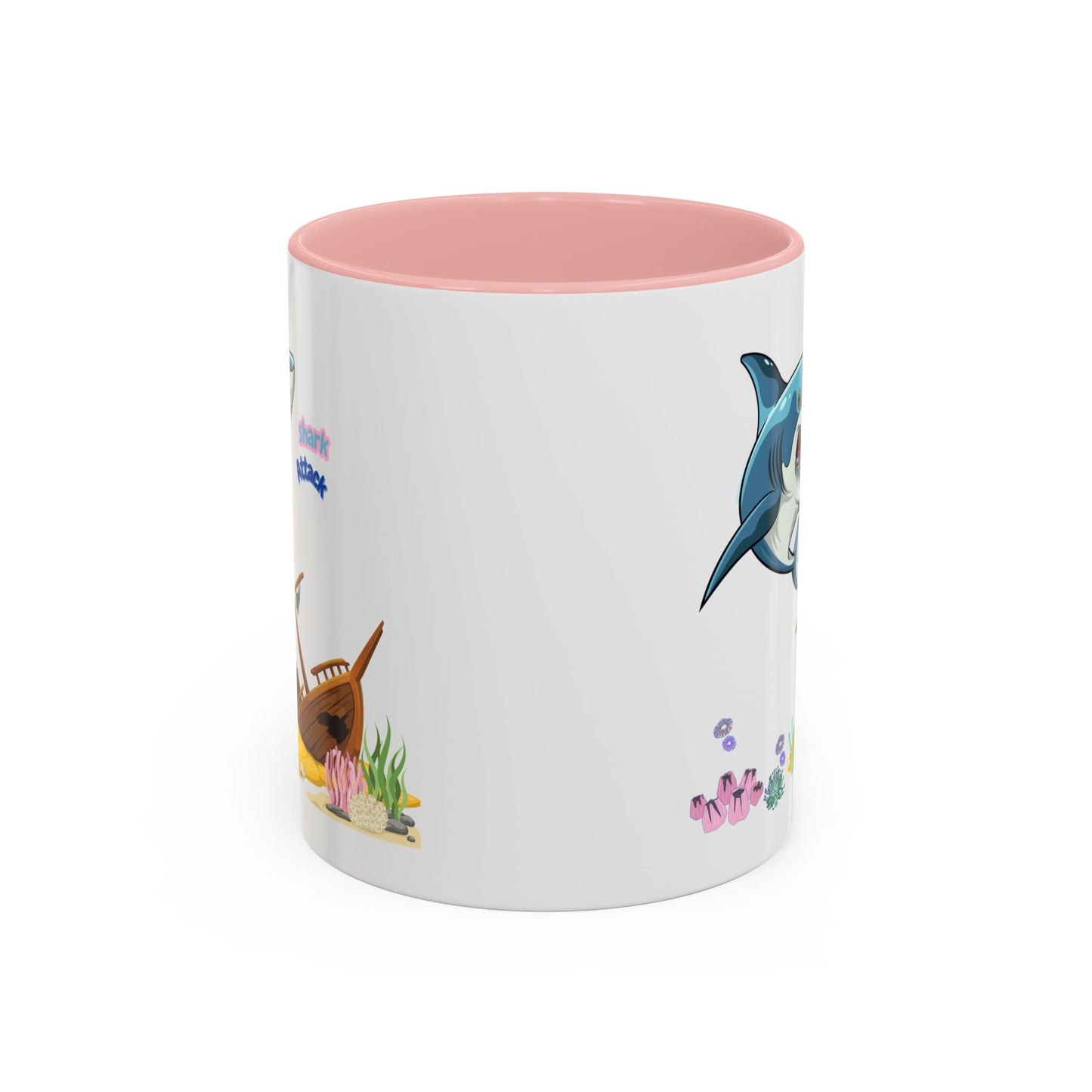 Shark ship colorful coral reef Coffee Mug