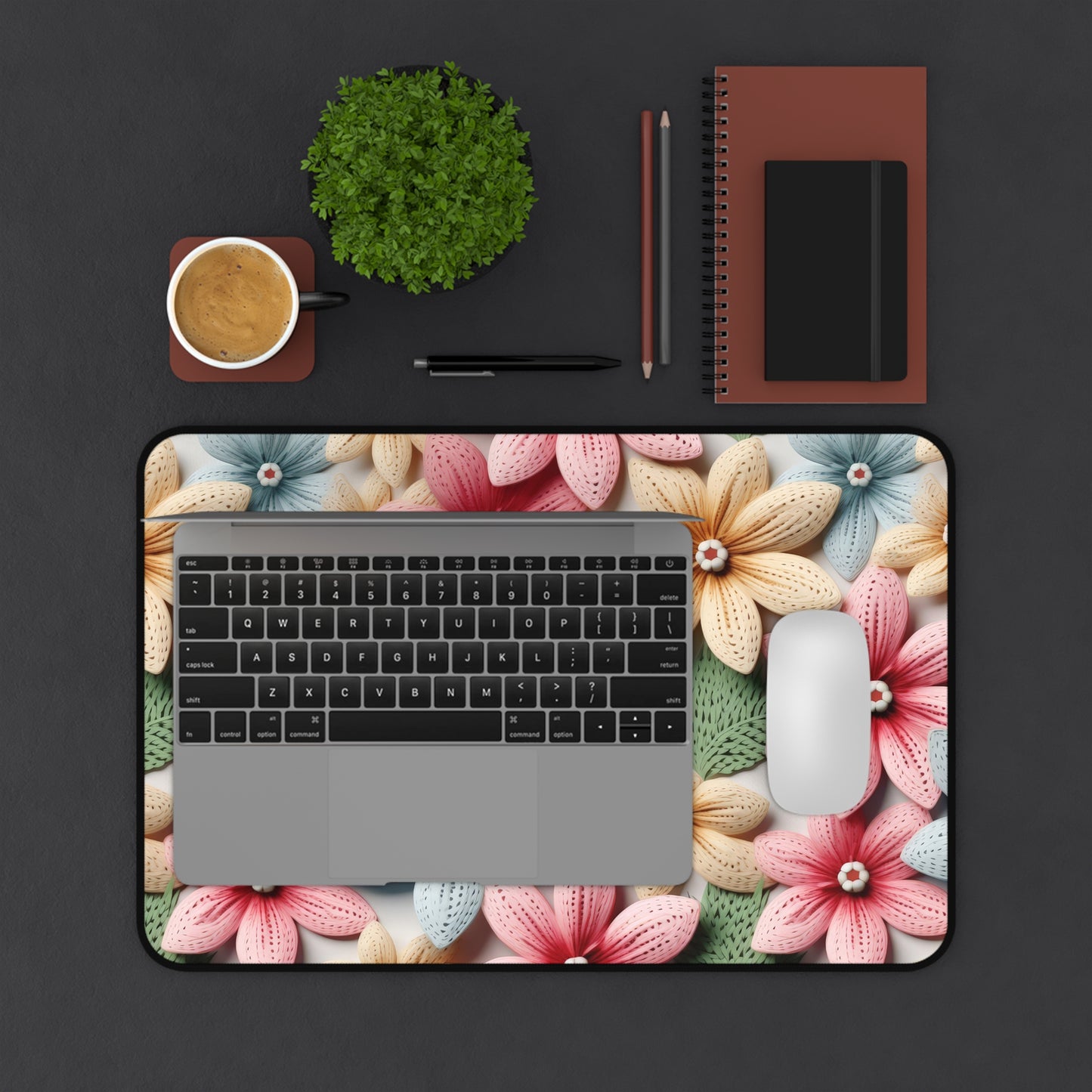 Mama Floral Desk Mat — Colorful Knitted Flower Mouse Pad for Mom, Mother's Day Gift