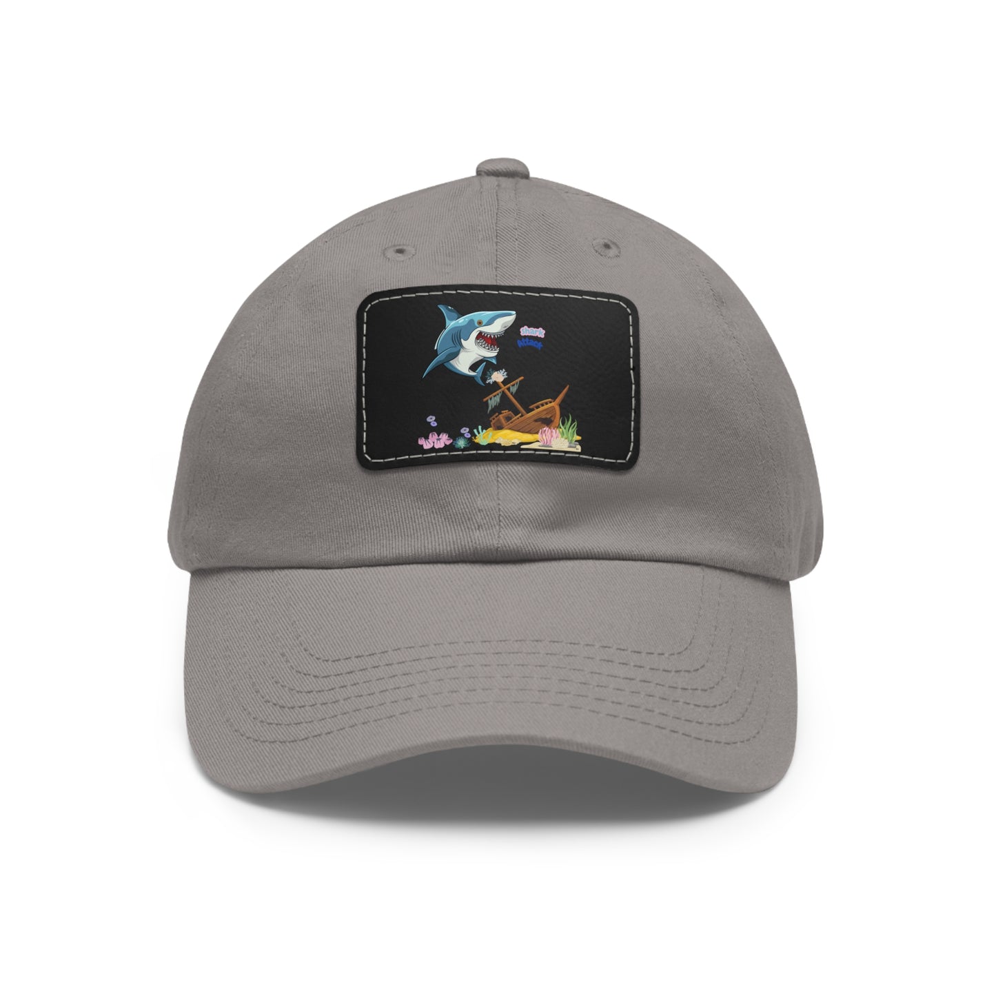 Shark ship colorful coral reef Dad Hat with Leather Patch (Rectangle)